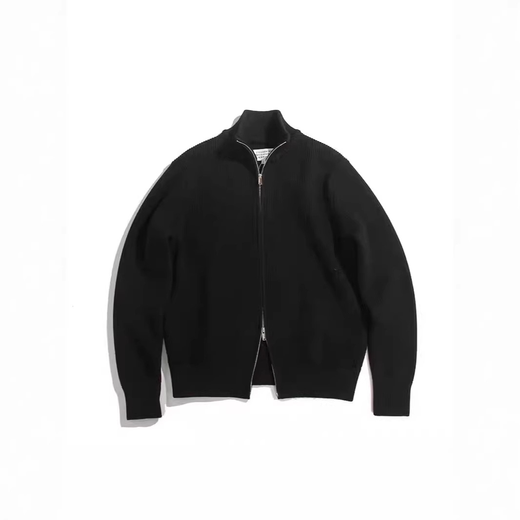 Majia Four Corners Spring Double Zipper Half-High Collar Warm Couple's High-Weight Cardigan Sweater Jacket Men's Knitwear