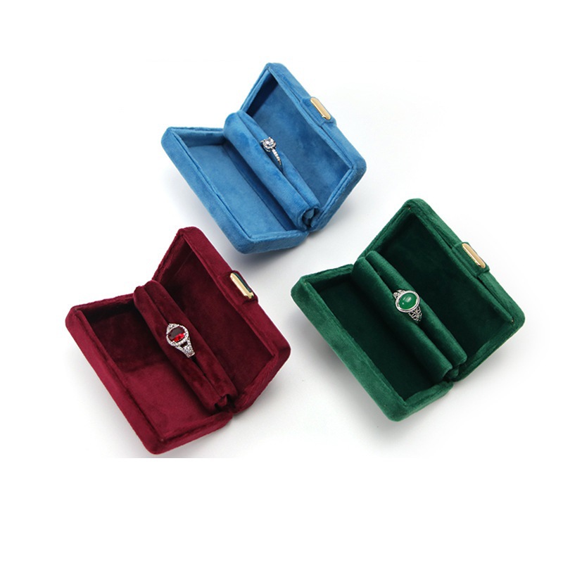 Caja de embalaje de joyería de terciopelo, colgante portátil, caja de embalaje de collar, caja de anillo de joyería ligera y compacta