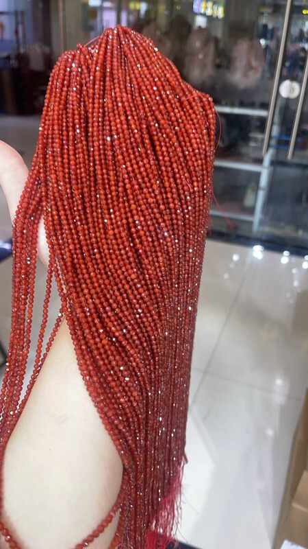 2MM3MM natural crystal red agate faceted facet loose beads semi-finished bracelet necklace accessories with beads
