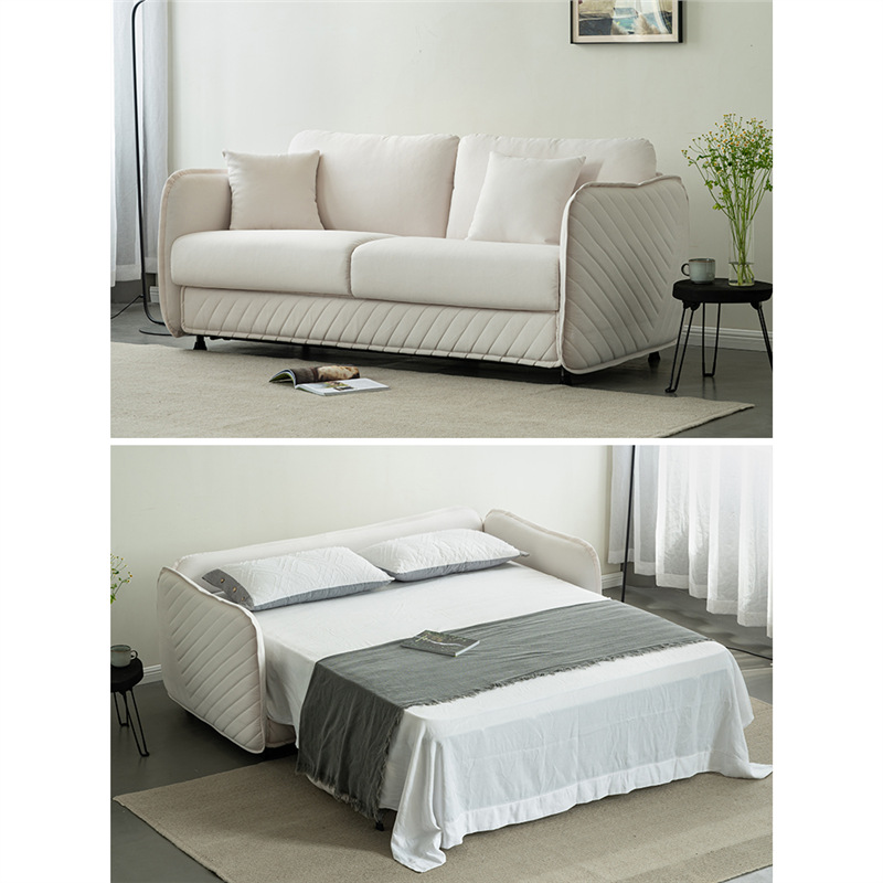 后现代简约奶油风沙发床可折叠翻转小户型阳台客房超薄带床垫沙发