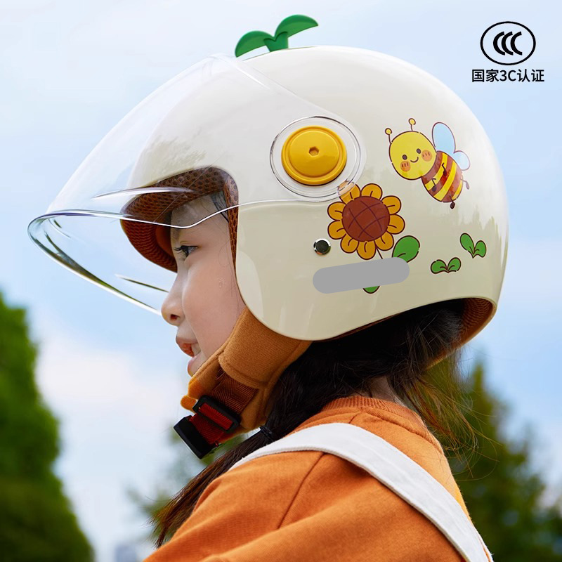 Universal 3C Certified Children's Helmet Winter Cute Electric Motorcycle Helmet (Auto Parts and Accessories) - one-size-smoky-grey-rice-star-crocodile-new-national-standard-class-b