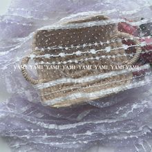 条纹绣花蛋糕裙装面料网纱布植绒点点钩花刺绣婚纱礼服洛丽塔布料