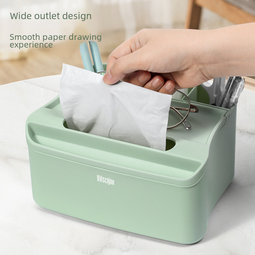 Nordic-style plastic tissue box for living room desk, multi-functional tissue holder, household and wholesale tissue box