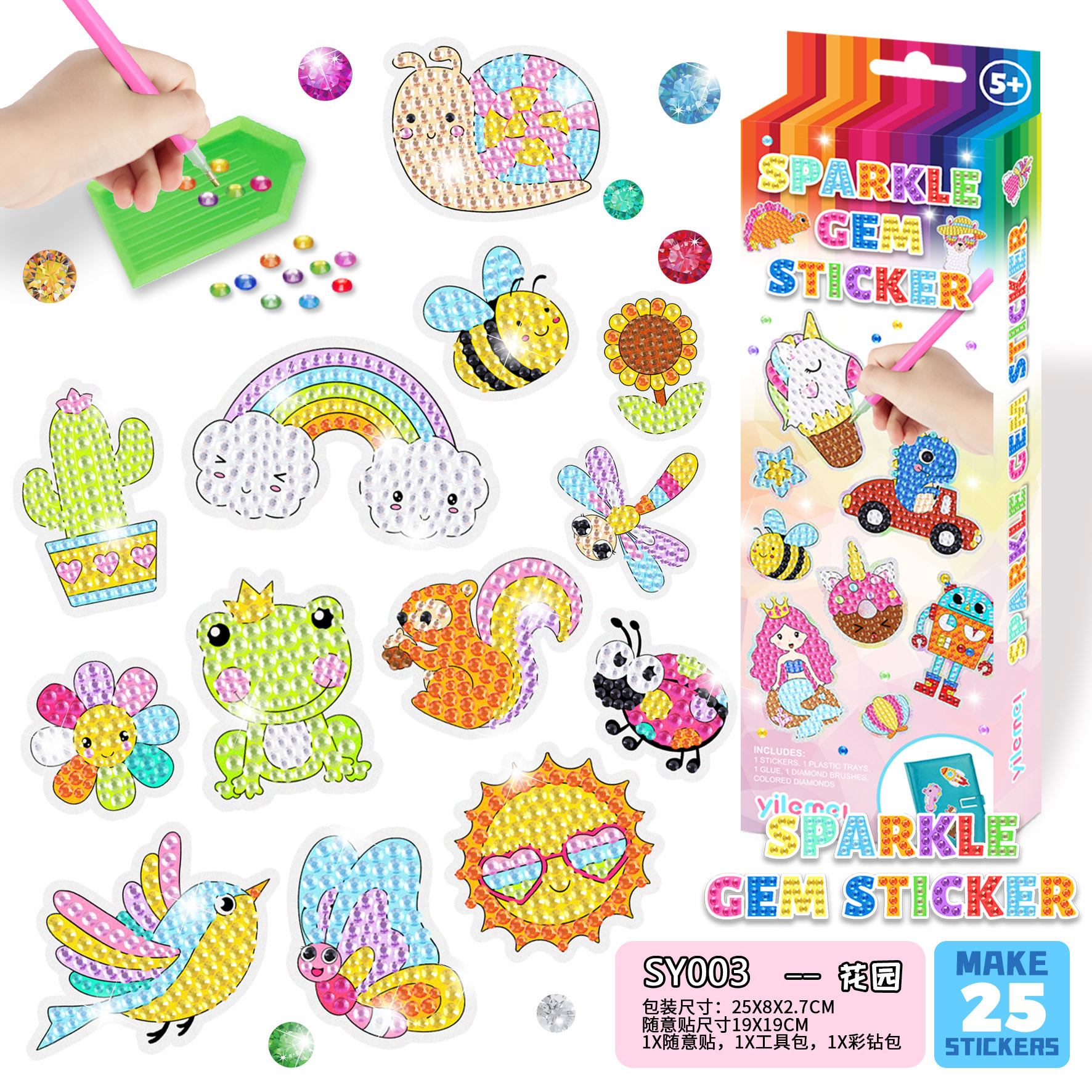 Fábrica personalizada pintura de diamante personalizada hecha a mano para niños DIY pegatinas de diamante creativas dibujos animados princesa aleatorias pegatinas