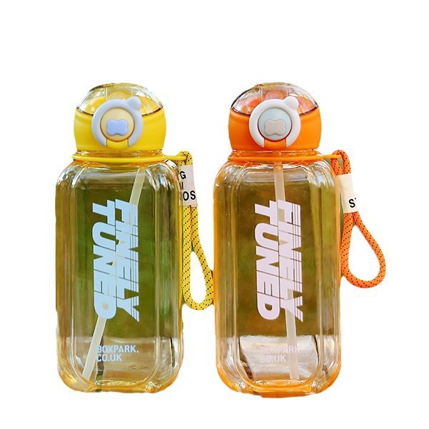 Nuevo color transfronterizo taza de plástico esmerizado taza cuadrada de paja taza de agua portátil de gran capacidad taza deportiva casual