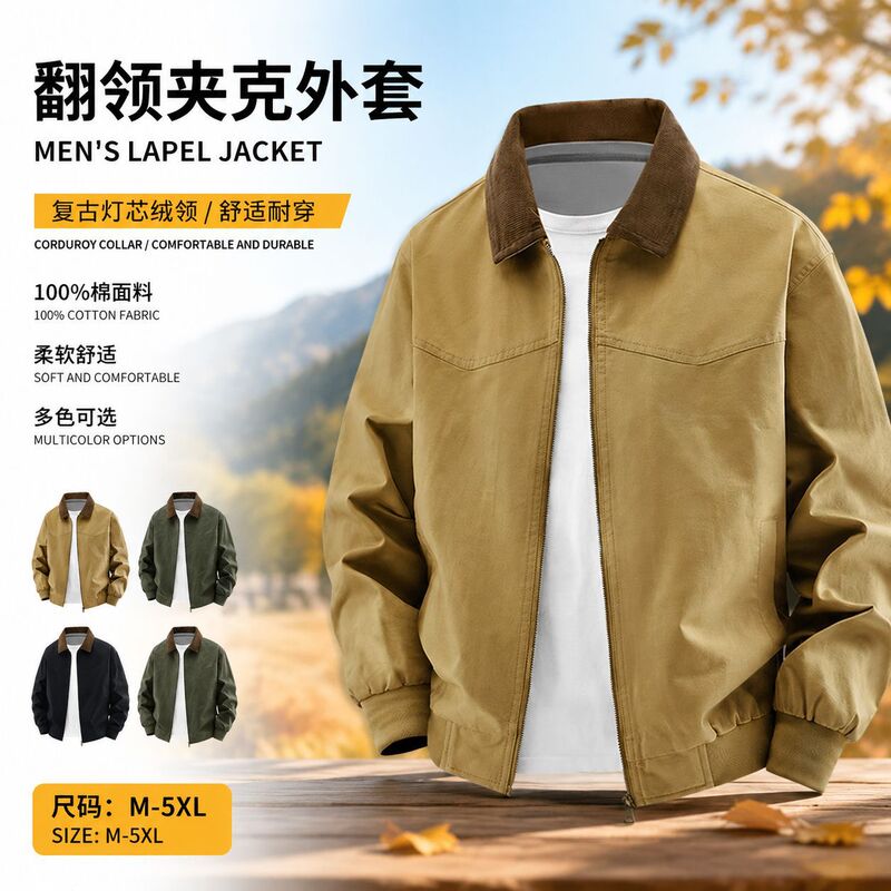 American retro spring and autumn new style aviator jacket men's casual baseball jacket trendy zip-up coat for men American retro spring and autumn new style aviator jacket men's casual baseball jacket trendy zip-up coat for men