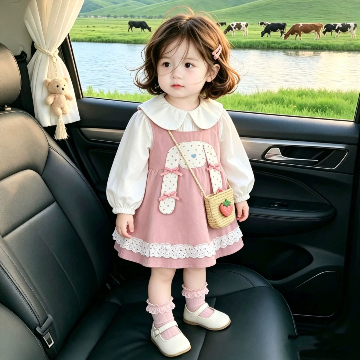 女童连衣裙春秋装新款儿童学院洋气裙子假两件春秋宝宝公主爆款仙