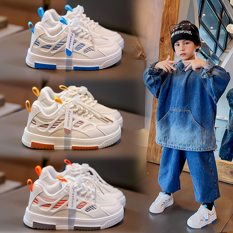 Girls' Shoes Autumn 2023 New Children's Sports Shoes Mesh Breathable Girls' Board Shoes Large Children's Summer Net Shoes