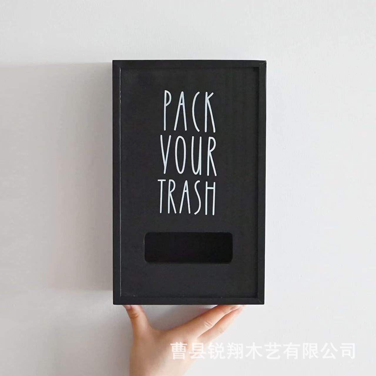 미국 컨트리 스타일 쓰레기 봉투 나무 상자 국경 간 비닐 봉투 나무 상자 홈 주방 벽걸이 식료품 가방 나무 상자