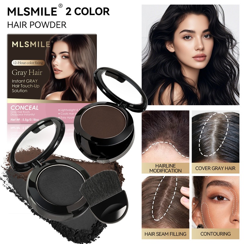 MLSMILE发际线蓬松粉遮白补发带刷美发粉饼hairline color powder|undefined