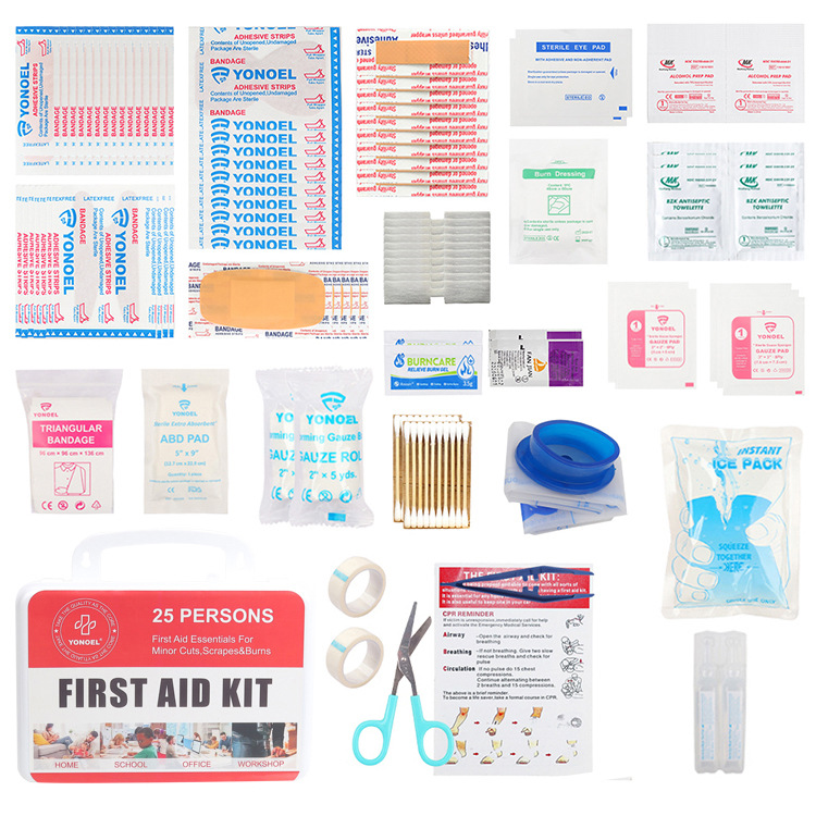 25Person Plastic First Aid Box with Handle Emergency Kit Outdoor Car Factory Emergency Medical Accessories Emergency