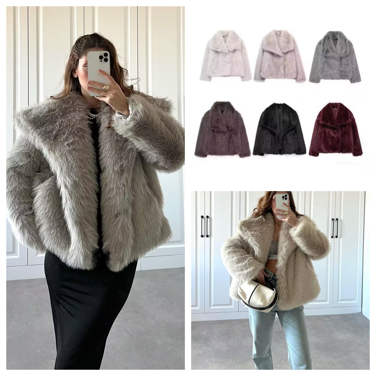 1330g Weight Faux Fur Coat Outerwear Type Long Sleeve Sleeve Length Single Breasted Placket Type Polyester Fabric Type Long Top Length Coat Tops Type Holiday Occasion Turndown Neckline Loose Fit Type Solid Color Pattern Winter, Autumn Season Women's Gender Pocket Design Elegant, Streetwear Style Women's Elegant Streetwear Solid Color Pocket Single Breasted Coat Faux Fur Coat 无