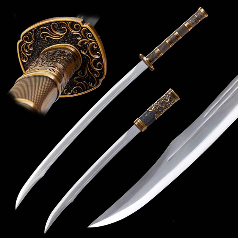 Longquan City sword set: one sheath and two swords, mandarin duck swords, double swords, high-manganese steel, one-piece forged, double swords, Yanling sword, unsharpened