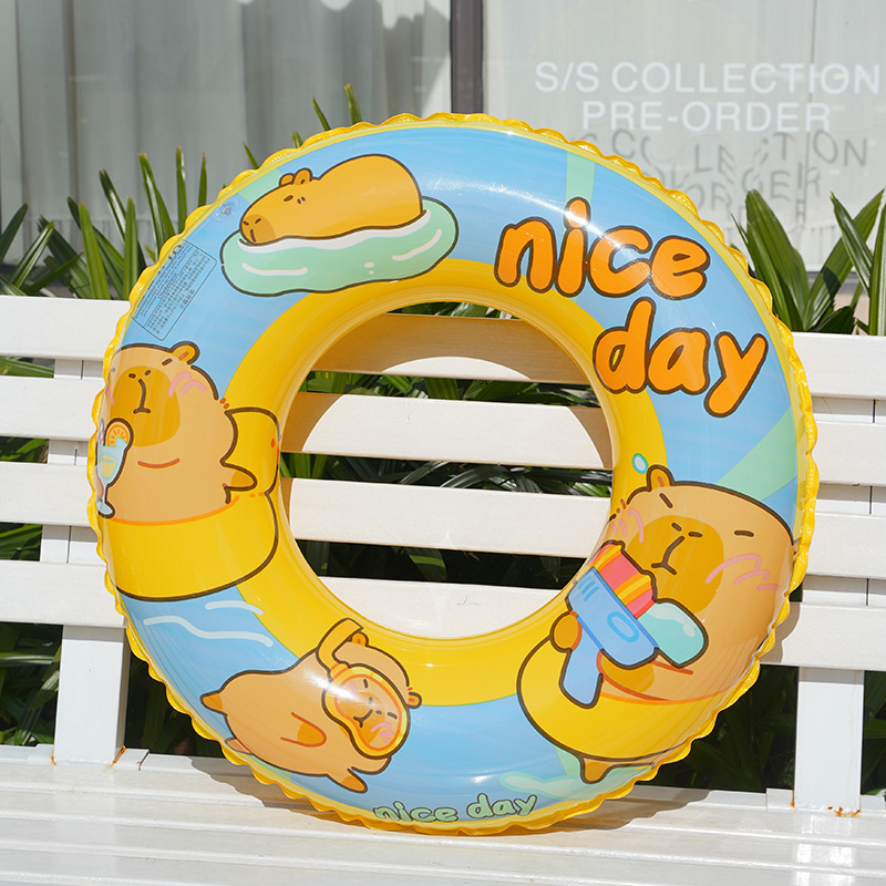 Anillo de natación infantil de dibujos animados en stock, flotador inflable para axilas, flotador grueso para bebé, anillo flotante, anillo de natación para agua al por mayor.