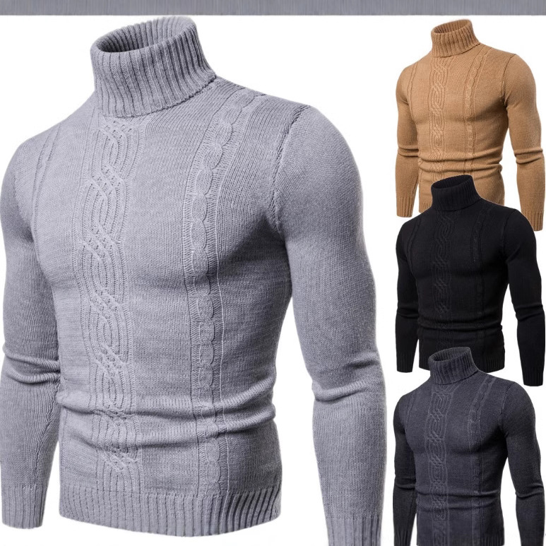 Aliexpress Men's Turtleneck Lapel Pullover Sweater Loose Large Size Solid Color Sweater Men's Bottoming Shirt