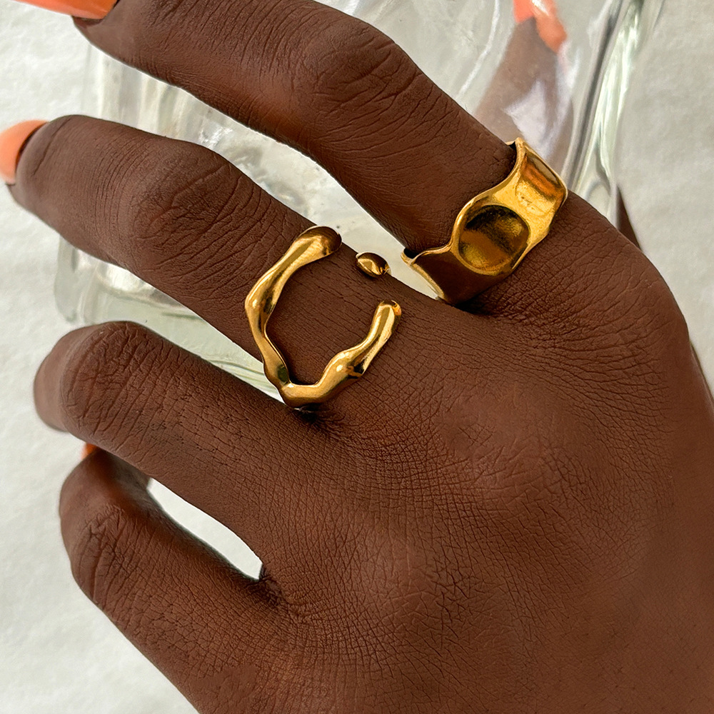 Rings Classification One Size Ring Size 2 Pieces Set Quantity Wholesale Jewelry Simple Style Solid Color 304 Stainless Steel Stainless Steel Rings