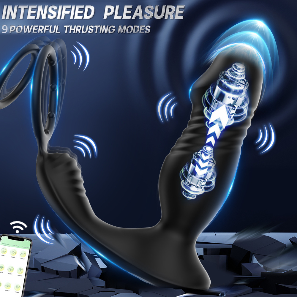 App-Controlled Vibrating Prostate Massager with Double Ring Locking, 9-Frequency Telescopic Anal Plug — detail image 23