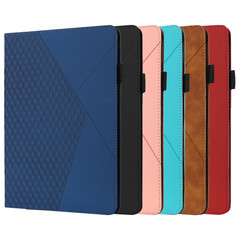 跨境適用iPad pro 11寸小牛皮平板皮套菱形支架筆槽全包TPU軟殼