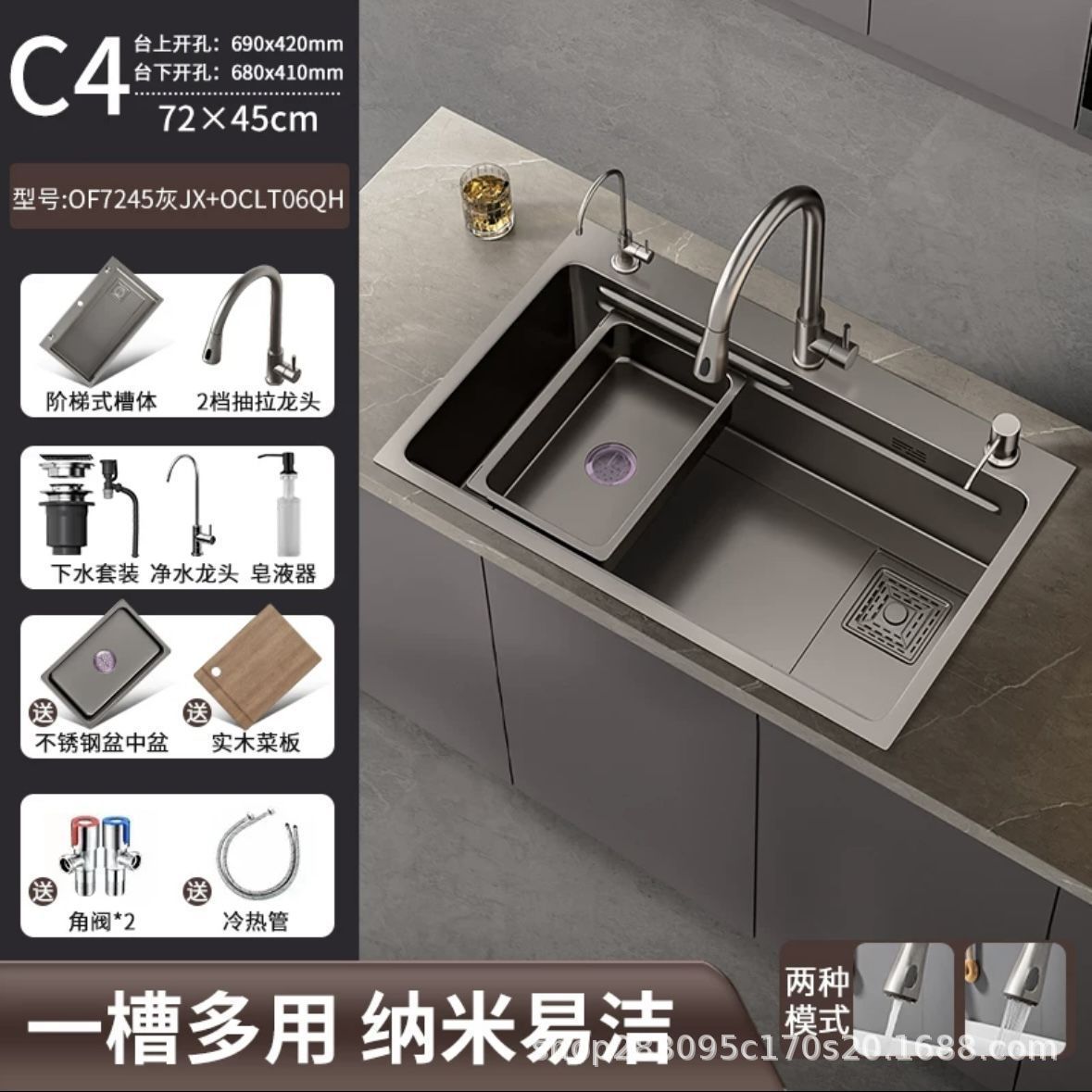 Acero inoxidable al por mayor fregadero de cocina gran tanque único engrosado a mano nano antiincrustante lavabo de cocina doméstica lavabo de platos