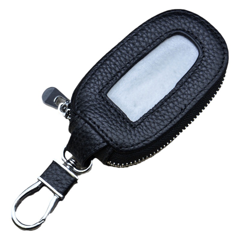 First-Layer Cowhide Zipper Key Bag, Business Zipper Key Bag, Men's and Women's Waist-Hanging Multifunctional High-End Key Bag, Car Key Bag