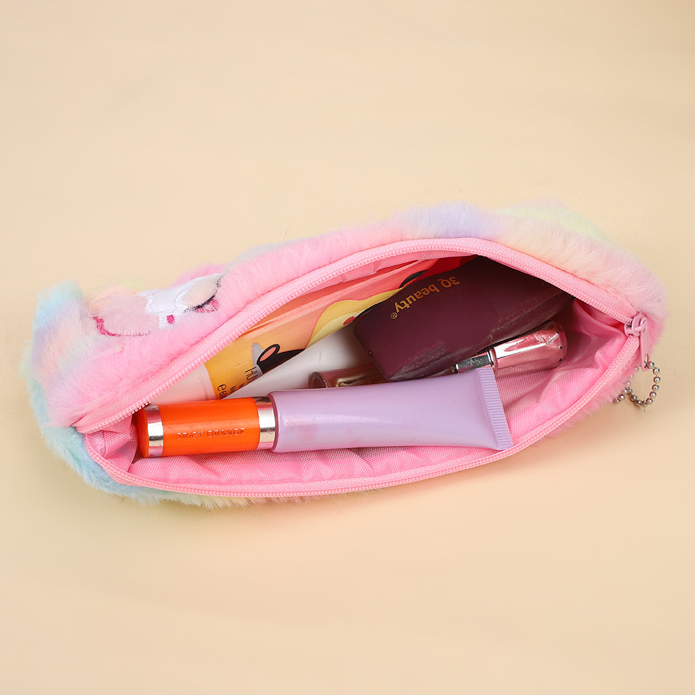 Nuevo bolso de pluma de peluche Gradiente Tie Tie Tie Tie Bag Papelería Unicornio Papelería Bolsa de almacenamiento creativa transfronteriza Regalos para niños