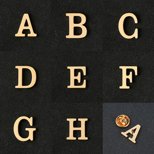 Fashion English gold letter brooch DIY creative suit jacket men and women fashion pin buckle clothes metal accessories
