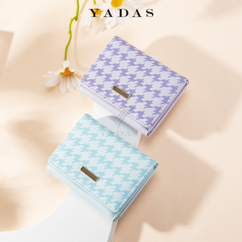 YADAS cartera tres plegables PU lindos patrones mil pájaros corto billetera corta billetera de estudiantes para mujeres