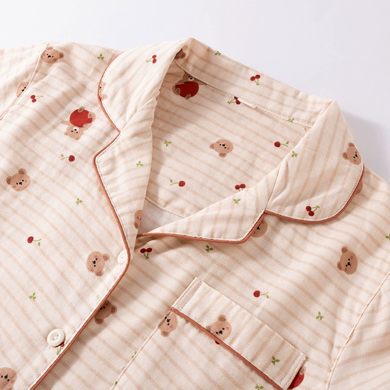Cotton gauze pijama, summer trousers, set, with short sleeve