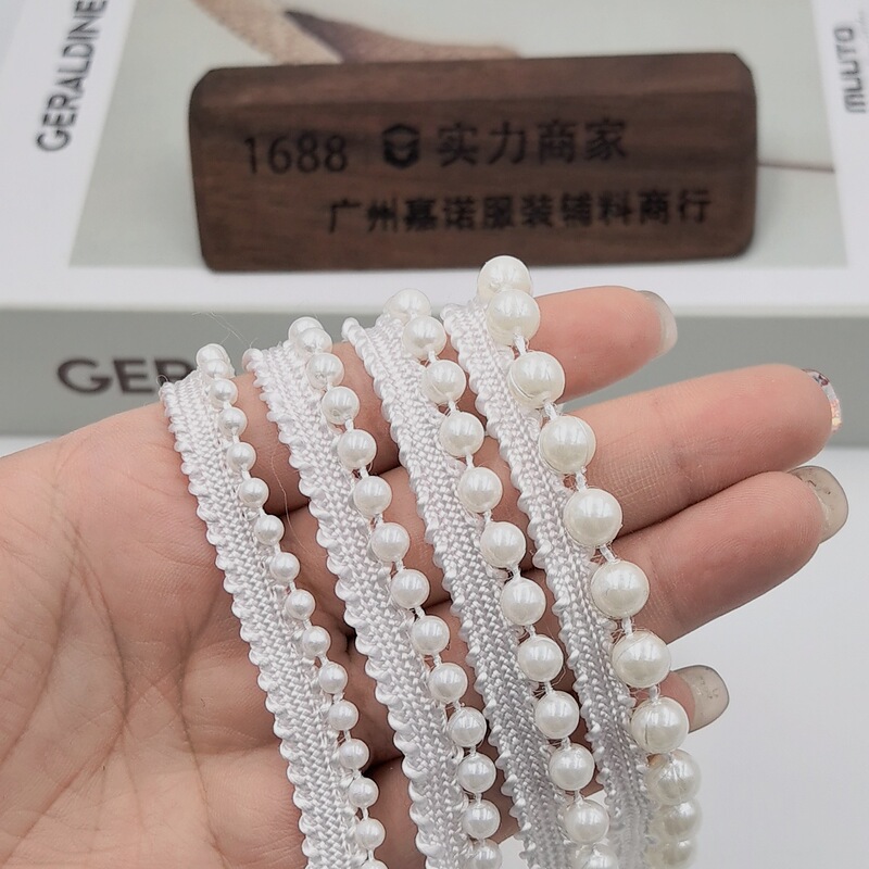 ワイヤードパールエッジウェビング 4cm 5cm 6cm 8cm 黒と白の既製ヘアアクセサリー、子供服、婦人服、レースアクセサリー|undefined