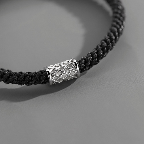 925 silver-plated bracelet men's trendy niche design ins cold style retro trend simple boys' braided bracelet jewelry