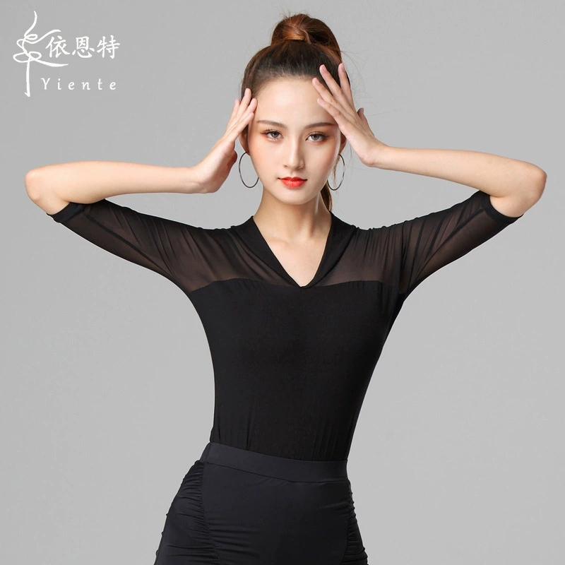 Топ для латинских танцев, женская летняя одежда со средним рукавом для тренировок, Современная сексуальная Модальная танцевальная одежда, танцевальная одежда, одежда для бальных танцев