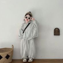 精品韩版童装儿童复古森系宽松慵懒风连帽卫衣卫裤套装运动早秋