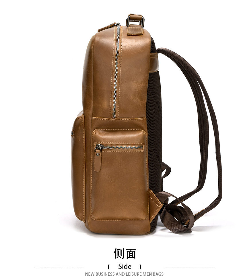 Ba lô da bò thật phong cách retro, đựng vừa laptop 14 inch, dung tích 20L — Màu nâu chi tiết 10