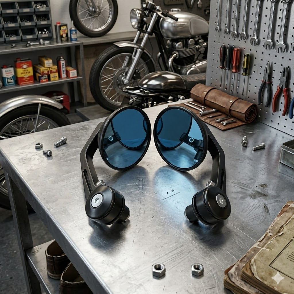 Motorcycle rearview mirror 7/8 modified rearview mirror moped handlebar mirror 22mm all aluminum round handlebar mirror