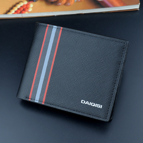 New wallet men's short fashion thin wallet multi-card slot cross pattern wallet zipper horizontal business soft wallet
