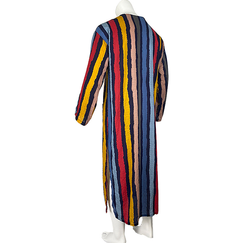 Nouveau Printemps/été vêtements à manches longues combinaison arabe rayé imprimé musulman hommes robe_voghion.com
