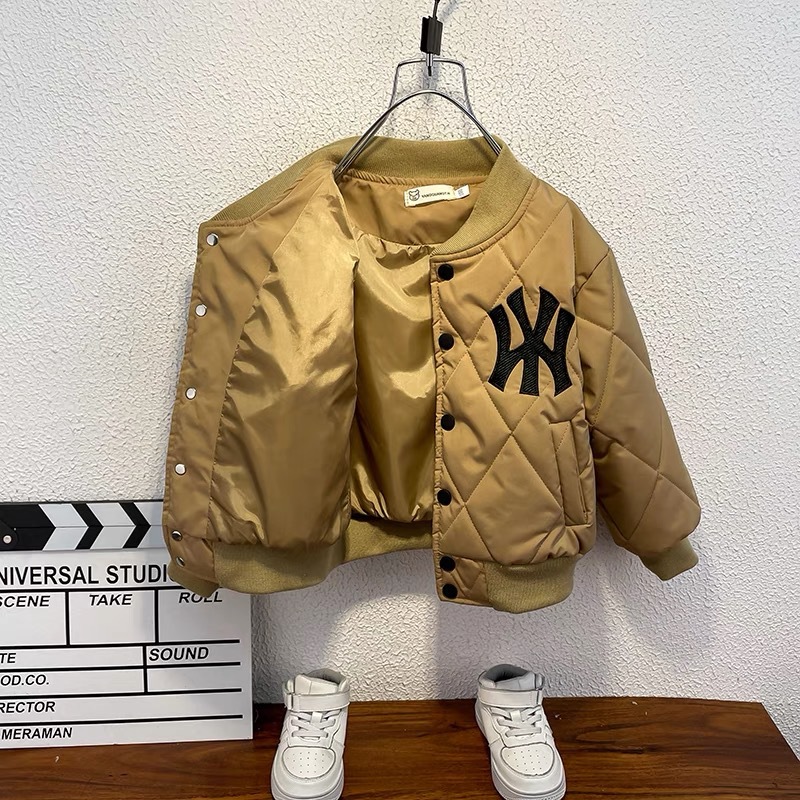 Men's Autumn/Winter 2023 New Stylish Baby Fleece Padded Baseball Jacket Trendy Children Spring/Autumn Top