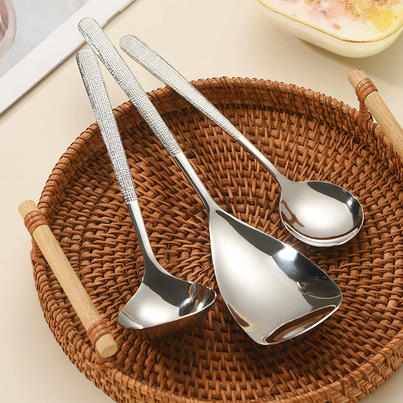 304 Нержавеющая сталь с молотком круглая ложка, разделительная ложка, столовая ложка