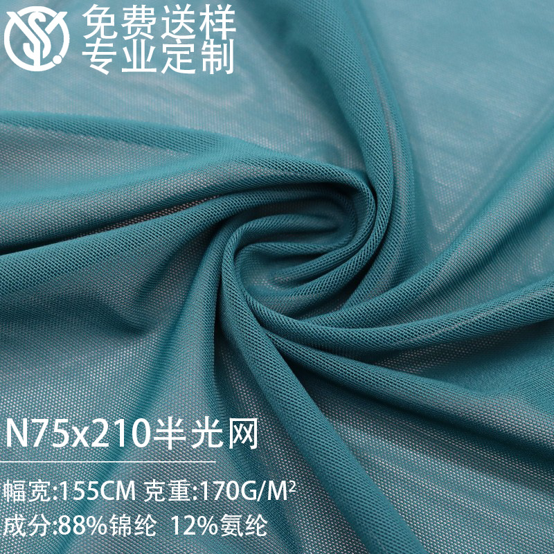75210锦纶半光网布 170g锦氨半光网眼面料 针织经编网内衣网纱布