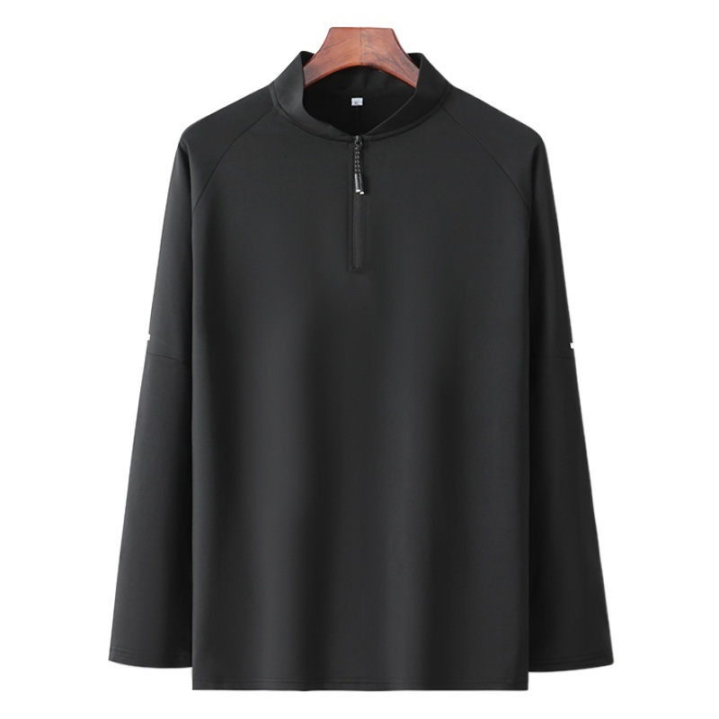 Otoño e Invierno nueva Camiseta deportiva media cremallera de manga larga superior cuello alto fitness ropa de secado rápido correr ropa de entrenamiento transfronterizo