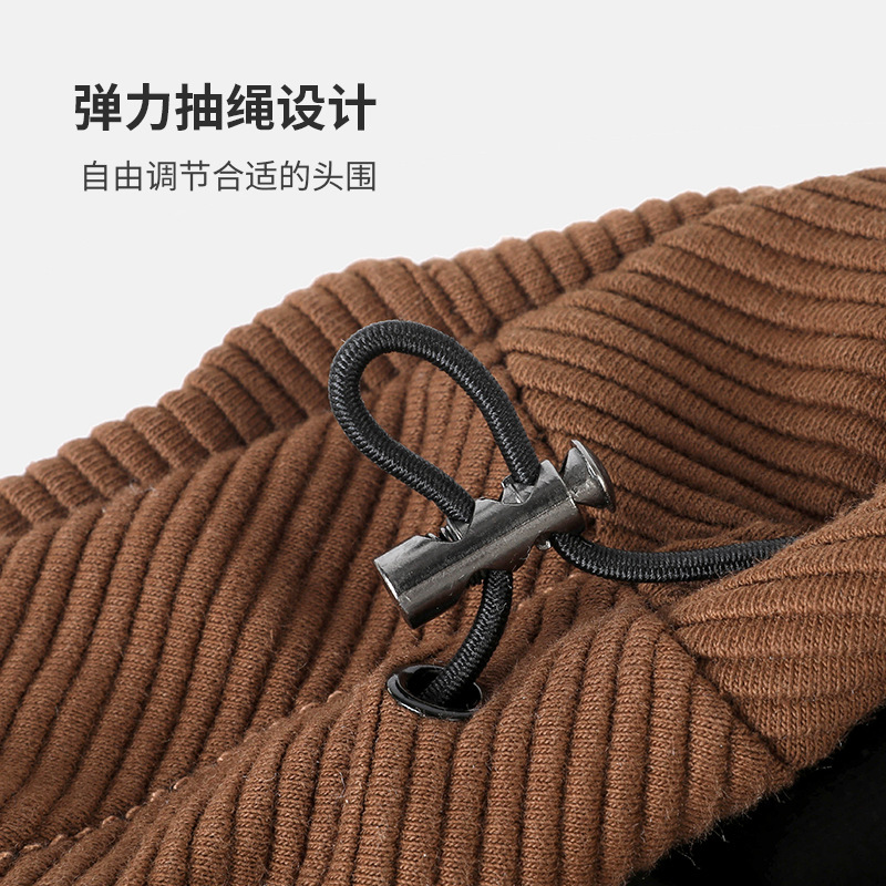秋冬新款复古文艺灯芯绒银标报童帽时尚休闲百搭软檐抽绳贝雷帽|undefined
