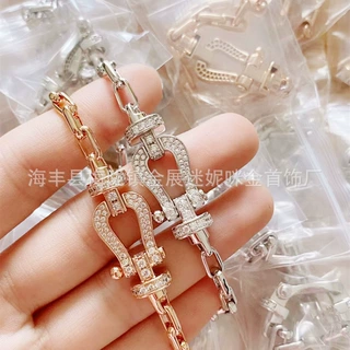 V金镀咪金满钻马蹄扣手链手环气质时尚高级感大号轻奢 工厂直销