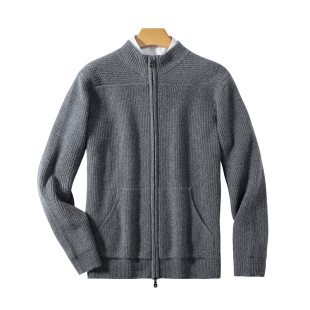 100 Pure Mountain Cashmere Sweater Men's Half High Collar Zipper Cardigan Winter Thickened Warm Sweater Fashion Sweater Jacket