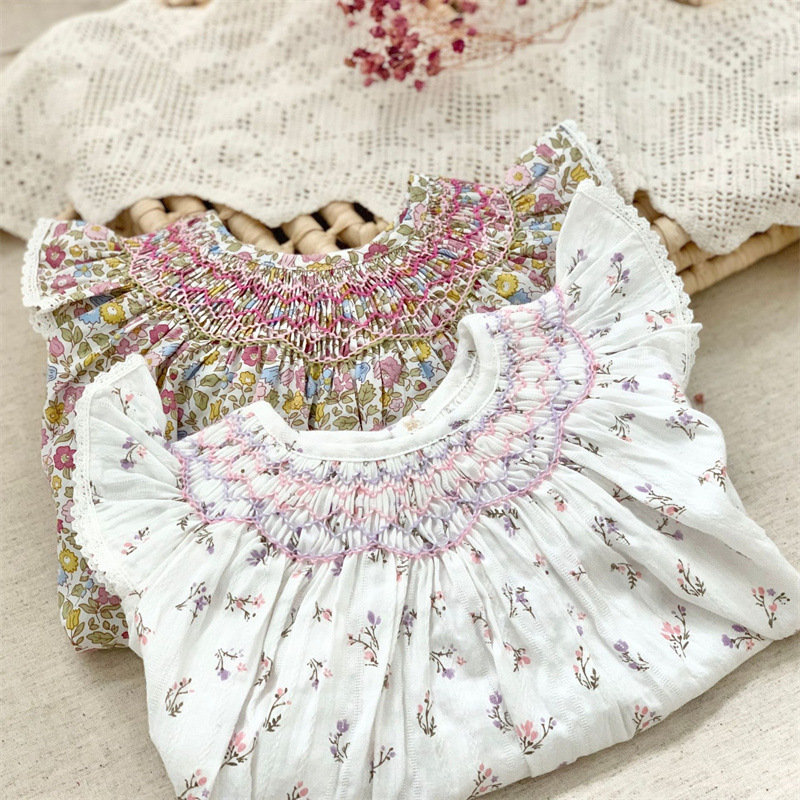 Bohemian Style Girls' Floral Dress, Spring and Summer Baby Sleeveless Thin Cotton Skirt, Holiday Dress