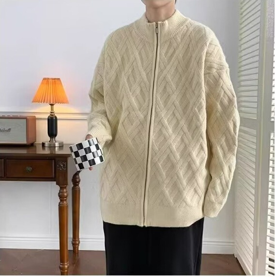 Cross-Border Dropshipping~ Bargain Discounts on Spring and Autumn Warm Knit Cardigans, Versatile Sweaters, Solid Color Men's Casual Jackets, Trendy