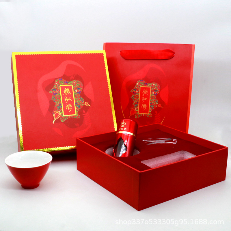 新款精美藏红花包装盒伊朗高档3g装西红花礼盒装大红色盒子批发