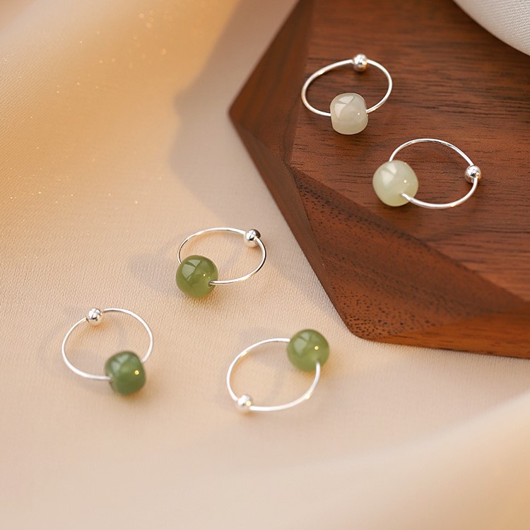 Small design summer earrings jade