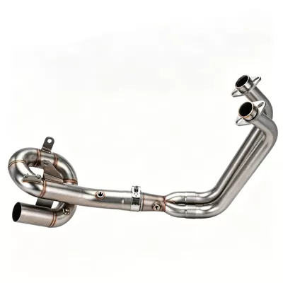 Suitable for MT-07 XSR700 14-25 motorcycle modified exhaust pipe front section with swirl MT07 exhaust pipe tail throat (Motorcycle exhaust pipe) - the-front-section-of-stainless-steel-has-a-swivel-design