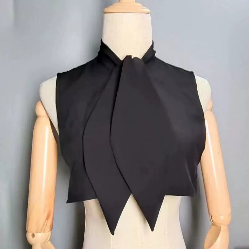White false collar, bow tie, black accessory, Korean style