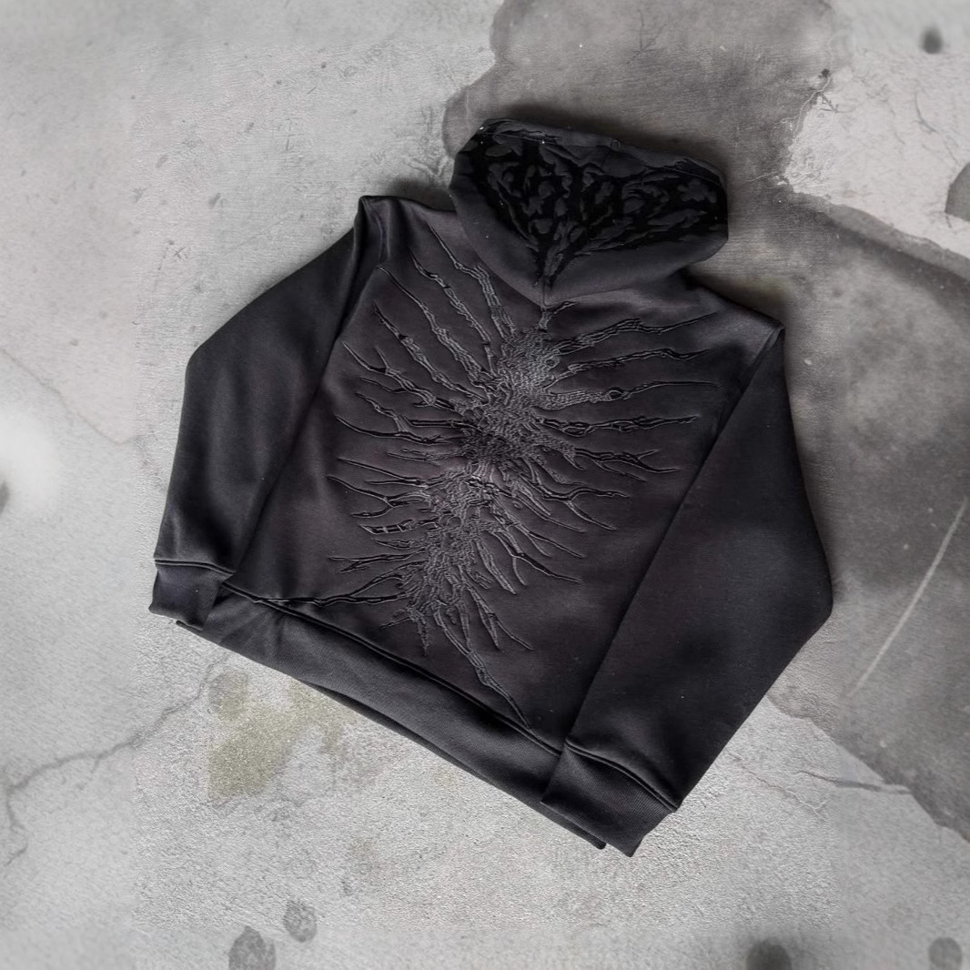 Men's Clothing Spring American Retro Y2K Washed Distressed Patch Hoodie Street Fashion Unisex Zipper Sweatshirt_voghion.com